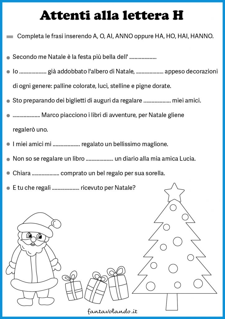 Poesie Di Natale Terza Elementare.Schede Natalizie Di Italiano Classe Terza Fantavolando