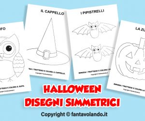 Schede didattiche per Halloween: disegni simmetrici