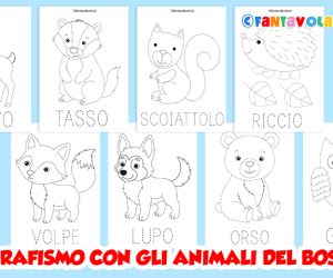 Schede di pregrafismo per l’autunno: gli animali del bosco