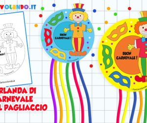 Lavoretti per Carnevale: ghirlanda con il pagliaccio