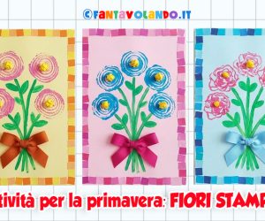 Attività per la primavera: quadretto con i fiori stampati