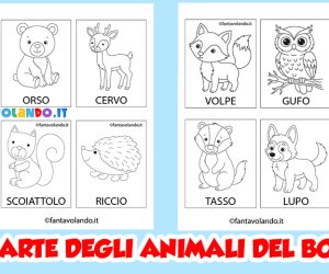 Le carte illustrate con gli animali del bosco